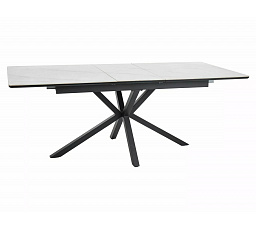 Jídelní stůl LOGAN CERAMIC, Efekt bílého mramoru mat/Černý mat