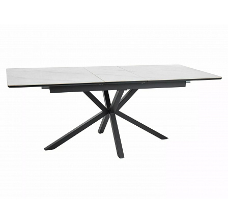 Jídelní stůl LOGAN CERAMIC, Efekt bílého mramoru mat/Černý mat