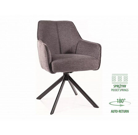 Jídelní otočná židle NOTTI s pružinovým sedákem, Tmavě šedá 18/Černá
