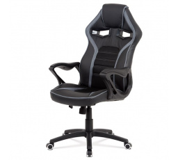 Herní židle, houpací mechanismus, černá ekokůže, KA-G406 GREY