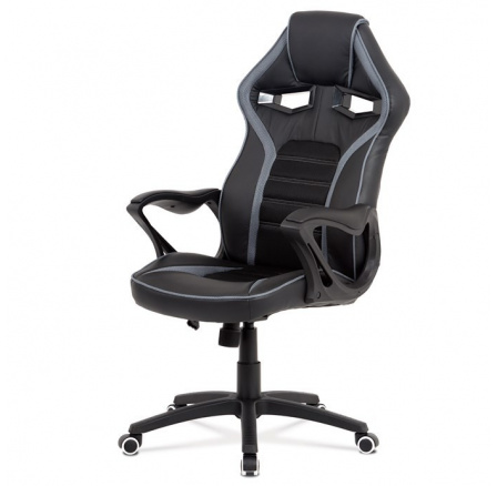 Herní židle, houpací mechanismus, černá ekokůže, KA-G406 GREY