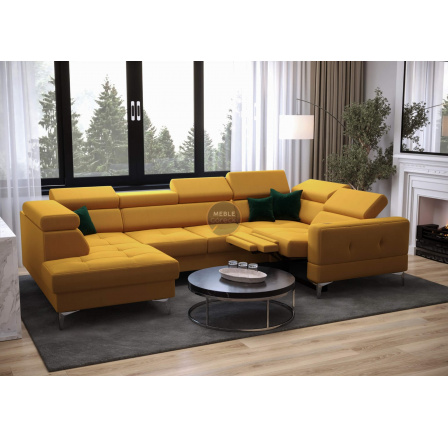 Rohová sedací souprava TOSCANIA MAX I , relax s funkcí spaní 170x350x185 cm - žlutá , pravá Rohová sedací souprava TOSCANIA MAX I , relax s funkcí spaní 170x350x185 cm - žlutá , pravá