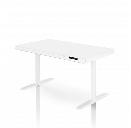 Elektrický výškově nastavitelný stůl sit-stand se zásuvkou a bezdrátovou nabíječkou Qi, bílý, 1200 mm: ELLIS Elektrický výškově nastavitelný stůl sit-stand se zásuvkou a bezdrátovou nabíječkou Qi, bílý, 1200 mm: ELLIS