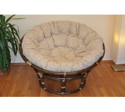 Ratanový papasan 130 cm hnědý - polstr Ebony