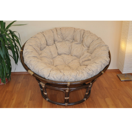 Ratanový papasan 130 cm hnědý - polstr Ebony