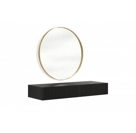 NICOLE TOALETKA 100 2SZ - černý mat / závěsná + NICOLE ZRCADLO 80 - zlatý
