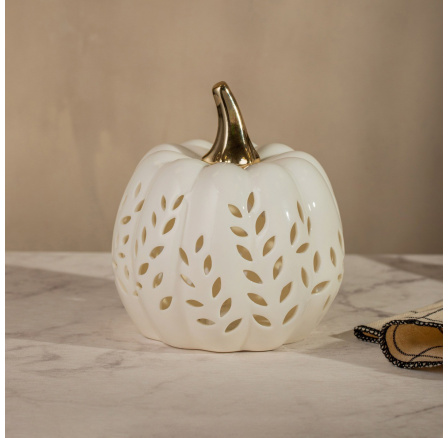 Dýně LED AUTUMN AURA bílo-zlatá 13x14cm 751417