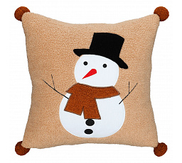 Polštář s výplní - se sněhulákem, 100% polyester, 45 x 45 cm