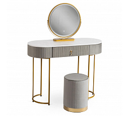 Toaletní stolek SARAH Šedá/Zlatá