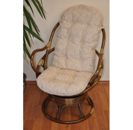 Ratanové houpací křeslo Swivel Helsinky hnědé - polstr Ebony