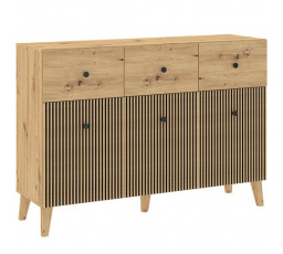 Komoda BERLIN 3D3S, Dub Artisan/Černá