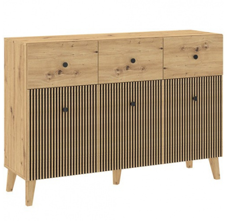 Komoda BERLIN 3D3S, Dub Artisan/Černá
