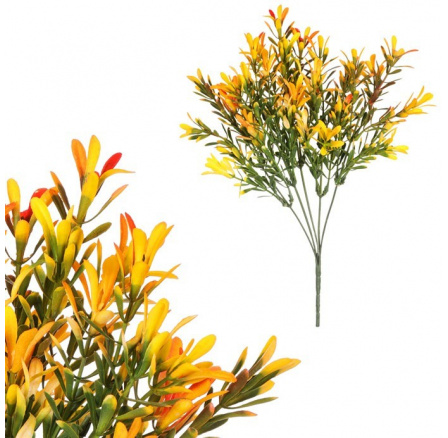 Buxus - umělý trs, oranžovo-zelený, svazek 6 ks, cena za 1 ks