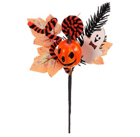 Větev umělá - přízdoba na Halloween, oranžovo-černá