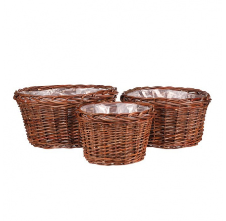 Obal na květiny - proutí, kulatý, cena za sadu 3 ks