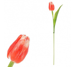 Tulipán plastový - řezaná květina, lososová, cena za 1 ks