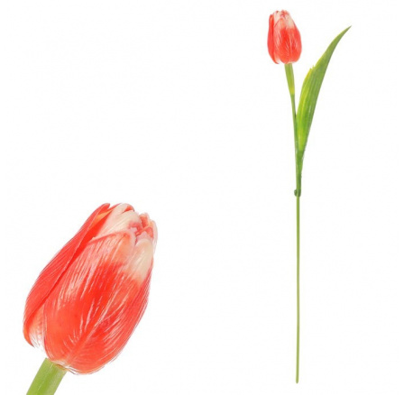 Tulipán plastový - řezaná květina, lososová, cena za 1 ks
