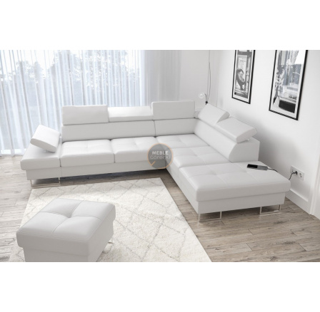 Rohová sedací souprava GALAXY s funkcí spaní 225x280 - bílá eko kůže , pravá Rohová sedací souprava GALAXY s funkcí spaní 225x280 - bílá eko kůže , pravá