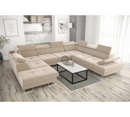 Rohová sedací souprava GALAXY MAX I s funkcí spaní 280x350x225 - béžová, pravá