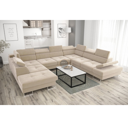 Rohová sedací souprava GALAXY MAX I s funkcí spaní 280x350x225 - béžová, pravá Rohová sedací souprava GALAXY MAX I s funkcí spaní 280x350x225 - béžová, pravá