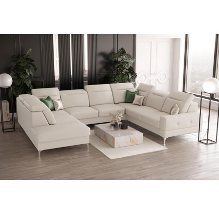 Rohová sedací souprava MALIBU MAX I 260x350x220 cm přírodní kůže - Kůže ecru, Pravá strana Rohová sedací souprava MALIBU MAX I 260x350x220 cm přírodní kůže - Kůže ecru, Pravá strana