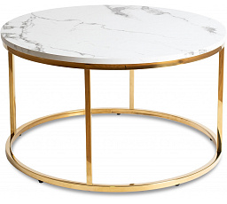 Stolek CLIFF MAX Bílý Mramor/Zlatý