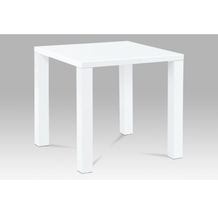 Jídelní stůl 80x80x76 cm, vysoký lesk bílý