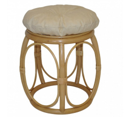 Ratanová taburetka široká medová polstr světle béžový melír