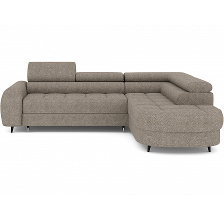 Vesteria right-hand corner sofa with sleeping function and storage compartment, brown bouclé Royal 20 120x200 1