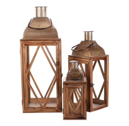 Lucerna dřevěná - čtyřboká, cena za sadu 3 ks Lucerna dřevěná - čtyřboká, cena za sadu 3 ks