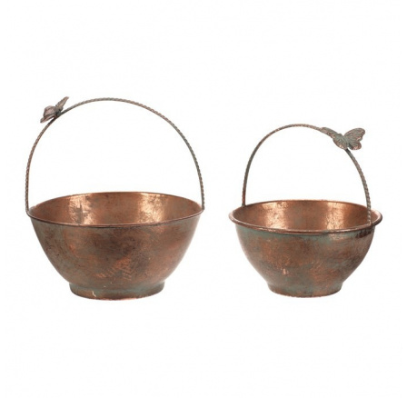 Obal kovový  - s motýlem, měděná, cena za sadu 2 ks