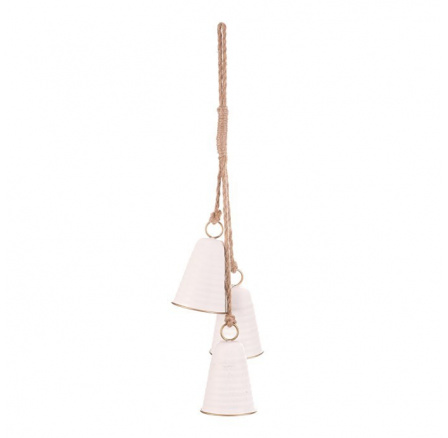 Zvonek kovový - závěsný, 3 ks na provázku, barva bílá