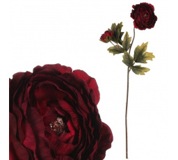 Ranunculus - umělý řezaný, 2 květy, červený