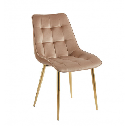 Židle velvet cappuccino / zlaté nohy J262-1