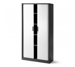 Kovová kancelářská skříň na dokumenty s roletou DAMIAN, 900 x 1850 x 450 mm, antracitově-bílá