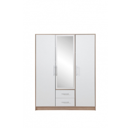 Šatní skříň SMART SRL2 se zrcadlem, dub sonoma + bílá lux