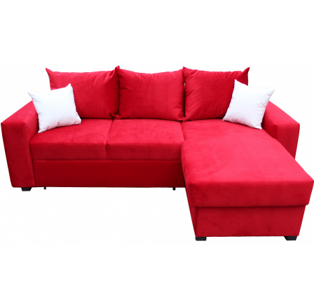 PEPE Levý rohová sedačka Loca 08 červená/polštářky Loca 01 bílá (FE) kolekce - "E" (K250)