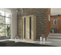 Posuvná skříň s lacobelem KAREN 120 Sonoma+Černý Lacobel