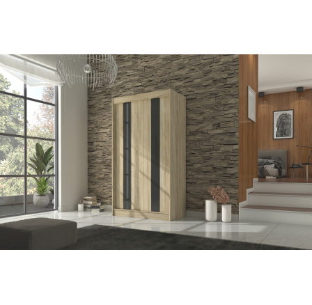 Posuvná skříň s lacobelem KAREN 120 Sonoma+Černý Lacobel
