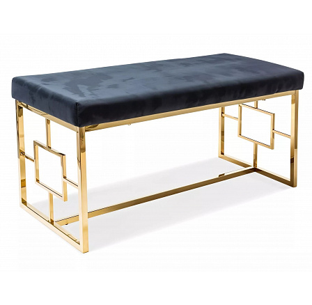 Taburet NOIR, černý sametový Aksamit 105/zlatá