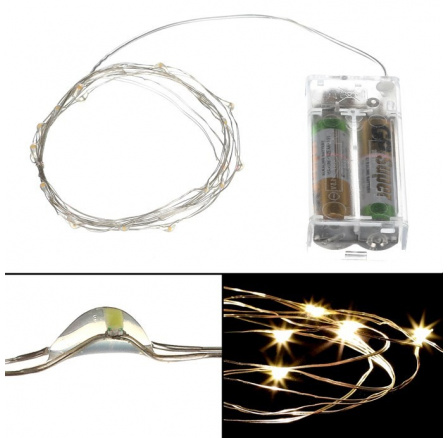 Řetěz s LED světýlky - časovač, teplá žlutá barva, 4 m/40 LED