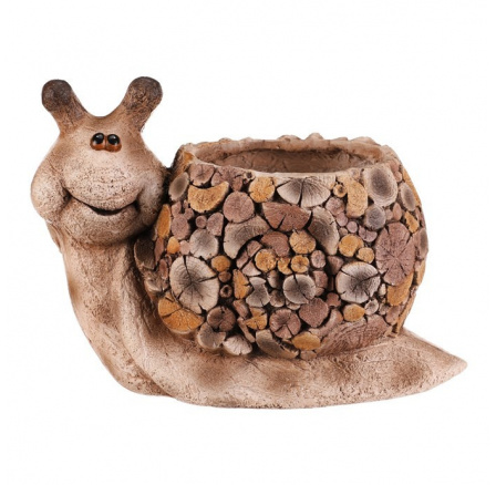 Šnek - obal na květiny, magnesium, dekor dřeva