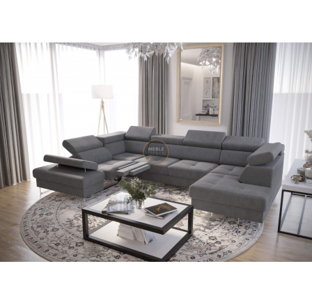 Rohová sedací souprava GALAXY MAX II , relax s funkcí spaní 215x350x170 - šedá , levá Rohová sedací souprava GALAXY MAX II , relax s funkcí spaní 215x350x170 - šedá , levá