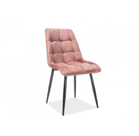Jídelní židle CHIC VELVET, růžová/černý mat
