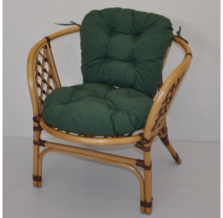 Ratanové křeslo Bahama medové LUX polstr tmavě zelený melír