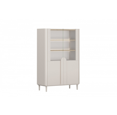 AMILIO VITRÍNA 100 2D - kašmír / olejovaný dub / úchyty kašmír / nohy kašmír