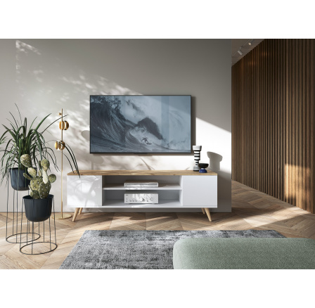 Televizní stolek PETRA, Bílá/Craft Gold