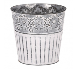 Obal kovový - kulatý, se zrníčky, šedo-bílý