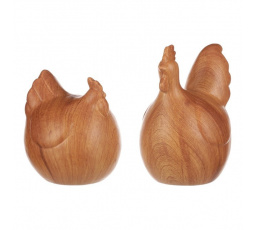 Slepice s kohoutem - keramika, dřevěný styl. Cena za 1ks.