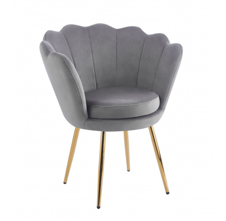 Křeslo velvet šedé /nohy zlaté/ FR1-FX
